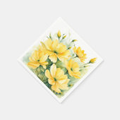 Gelbe Blüten Wasserfarben Serviette (Ecke)