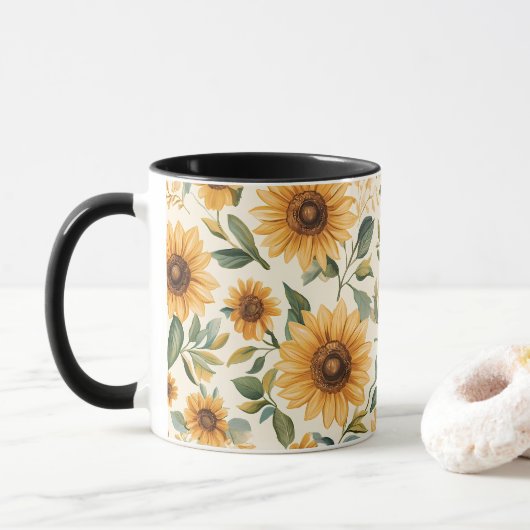 Gelbe Blütenblume Tasse (Mit Donut)