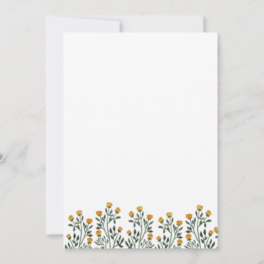 Gelbe Blütenblüte Brautdusche Einladung (Rückseite)