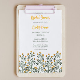 Gelbe Blütenblüte Brautdusche Einladung