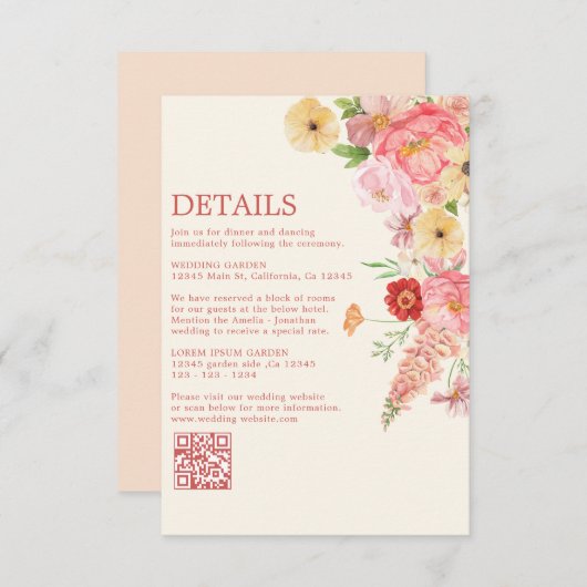 Gelbe Blütenbutter Hochzeitscode qr Begleitkarte (Vorne/Hinten)