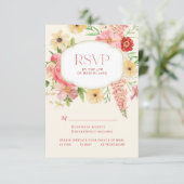 Gelbe Blütenbutter Hochzeitscode qr RSVP Karte (Stehend Vorderseite)