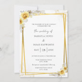 Gelbe Blütengolden Einfache Hochzeit Einladung (Vorderseite)