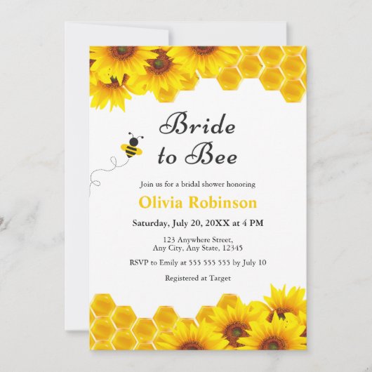 Gelbe Blütenhonigbrille zum Brautparty Biene Einladung (Vorderseite)