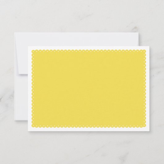 Gelbe Blütenpapagei Picado Volkskunst Babydusche RSVP Karte (Rückseite)