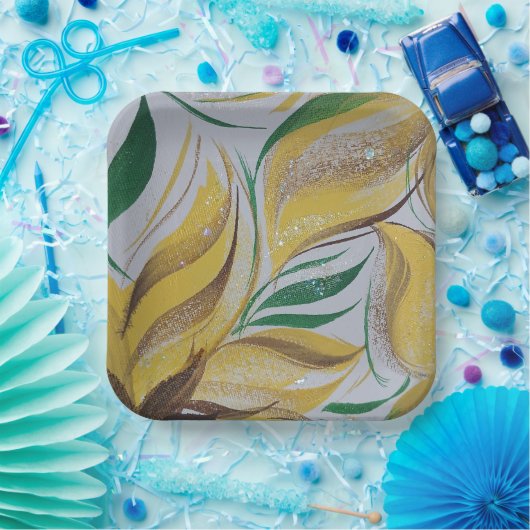 Gelbe Blütenplatte Pappteller (Party)