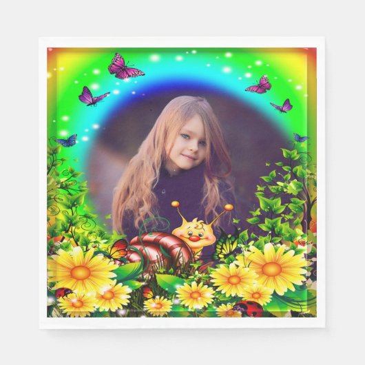 Gelbe Blütenschmetterlinge und Schneckenschnecken Serviette (Vorderseite)