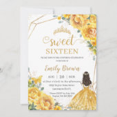 Gelbe Blütensüße 16 Geburtstagskrone Einladung (Vorderseite)