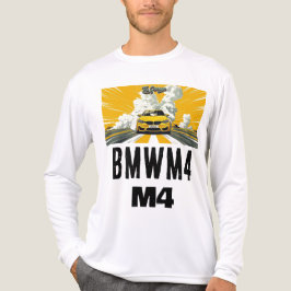 Gelbe BMW M4 Sportwagengrafik-Illustration Lang Tri-Blend Shirt