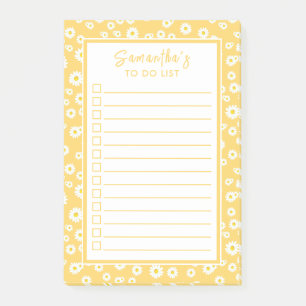 Gelbe Boho-Frühlingsmargeriten To-Do-Liste Post-it Klebezettel