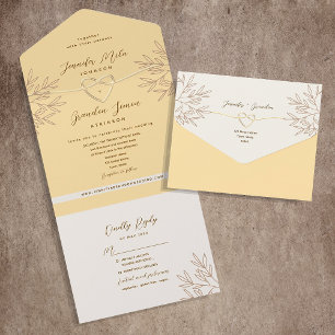 Gelbe Boho-Hochzeit All In One Einladung