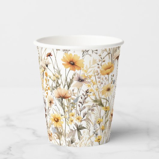 Gelbe Boho-Wildblume Pappbecher (Vorderseite)