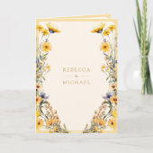 Gelbe Boho-Wildblumen-QR-Code-Hochzeit Einladung (Vorderseite)