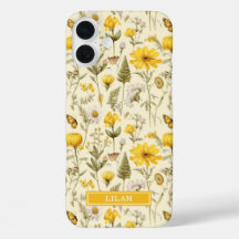 Gelbe botanische Aquarell-Blumenname