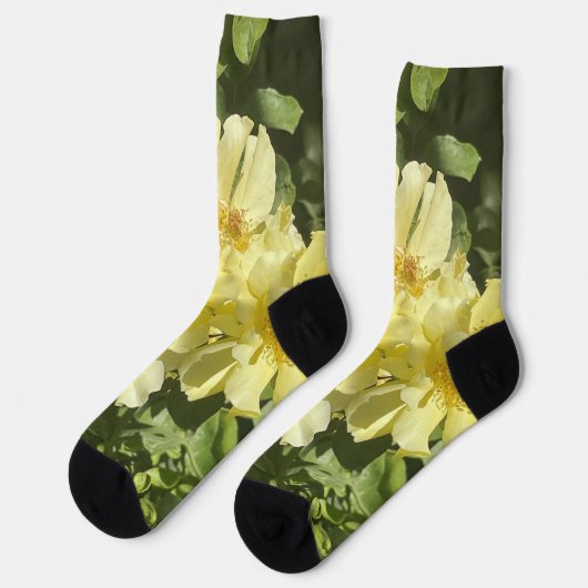 Gelbe Botanische Blumen Socken (Linkes Detail)