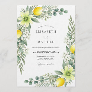 Gelbe botanische Launen Hochzeit Einladung