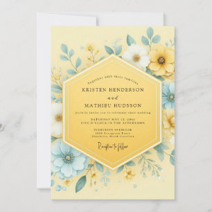 Gelbe botanische Launen Hochzeit Einladung