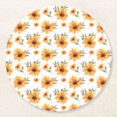 Gelbe botanische Sonnenblumen Runder Pappuntersetzer (Vorderseite)