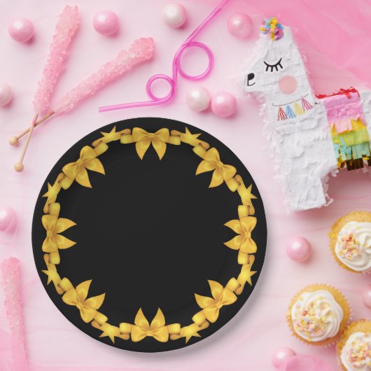 Gelbe Bow-Papierplatte Pappteller (Party)