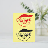 Gelbe Boys mit Baseball Caps Party Postkarte (Stehend Vorderseite)