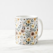 Gelbe braune Cremeblumen Kaffeetasse (VorderseiteRechts)