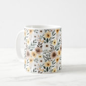 Gelbe braune Cremeblumen Kaffeetasse (Vorderseite Links)
