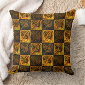 Gelbe braune Quadrate mit Kreisen in rustikalem Mo Kissen (Decke)