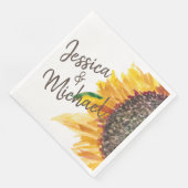 Gelbe braune Sonnenblume Weiße Hochzeitskuppel Nam Serviette (Ecke)