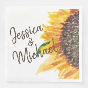 Gelbe braune Sonnenblume Weiße Hochzeitskuppel Nam Serviette