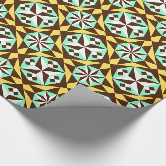 Gelbe, braune und blaue Zementfliesen aus Barcelon Geschenkpapier (Ecke)