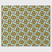 Gelbe, braune und blaue Zementfliesen aus Barcelon Geschenkpapier (Flach)