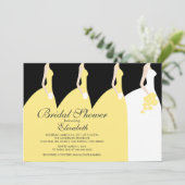 Gelbe Braut-Brautjungfern-Brautparty-Einladung Einladung (Stehend Vorderseite)