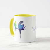 Gelbe Budgie Vogel-Papageien-Tasse Tasse (Vorderseite Links)
