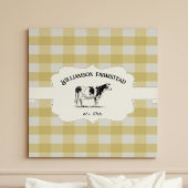 Gelbe Buffalo Karierte Farm Kuh Canvas Print Leinwanddruck