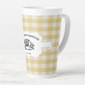 Gelbe Buffalo Karierte Farm Schwein Latte Tasse (Rechte Ecke)