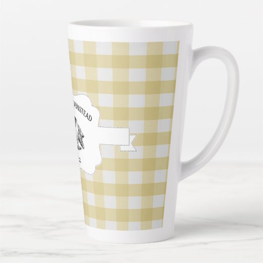 Gelbe Buffalo Karierte Farm Schwein Latte Tasse (Rechts)