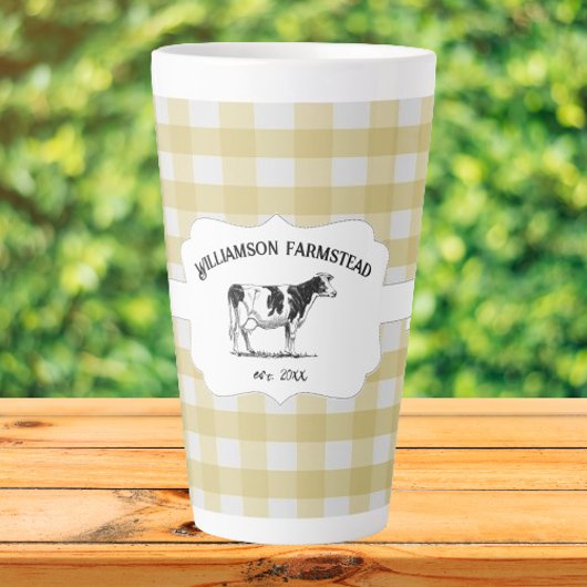 Gelbe Buffalo Karierte Landkühe Latte Tasse