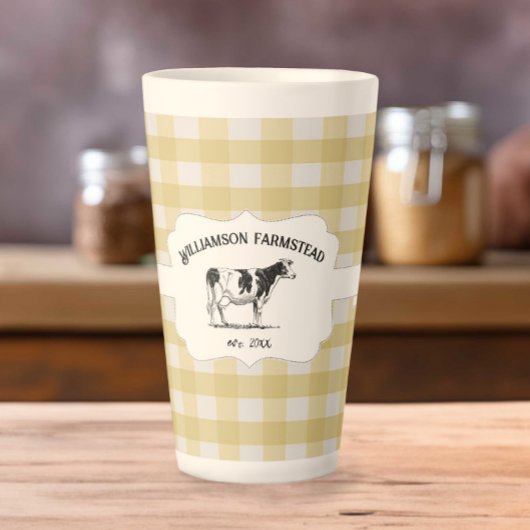Gelbe Buffalo Karierte Landkühe Latte Tasse