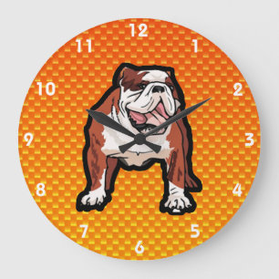 Gelbe Bulldogge Große Wanduhr