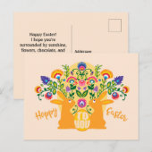 Gelbe 🐰 Bunnies mit Folklore-Touch - Benutzerdefi Postkarte (Vorne/Hinten)