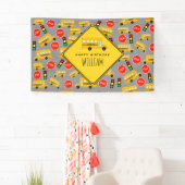 Gelbe Bushaltestelle der Schule Unterschreiben von Banner (Insitu)