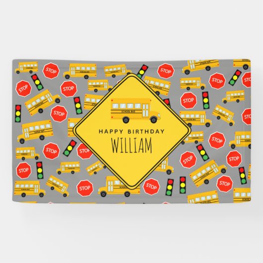 Gelbe Bushaltestelle der Schule Unterschreiben von Banner (Horizontal)