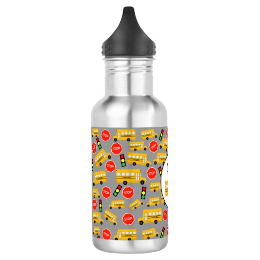 Gelbe Bushaltestelle für Busse, die Ampeln signier Edelstahlflasche (Links)