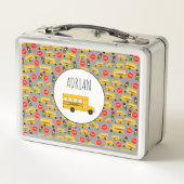 Gelbe Bushaltestelle für Busse, die Ampeln signier Metall Brotdose (Rückseite)