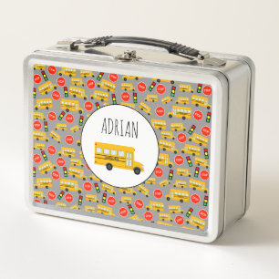 Gelbe Bushaltestelle für Busse, die Ampeln signier Metall Brotdose