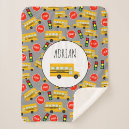 Gelbe Bushaltestelle für Busse, die Ampeln signier Sherpadecke