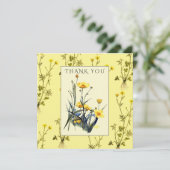 Gelbe Butterblume-Land-Wildblumen mit Blumen Dankeskarte (Stehend Vorderseite)