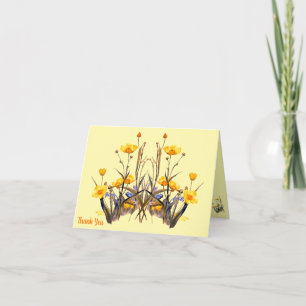 Gelbe Butterblumen Wilde Blumen Vintage-Kunstwerk Dankeskarte