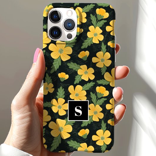 Gelbe Buttercups Blume Mit Monogramm Case-Mate iPhone Hülle