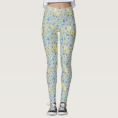 Gelbe Buttercups und blaue Iris Leggings (Vorderseite)